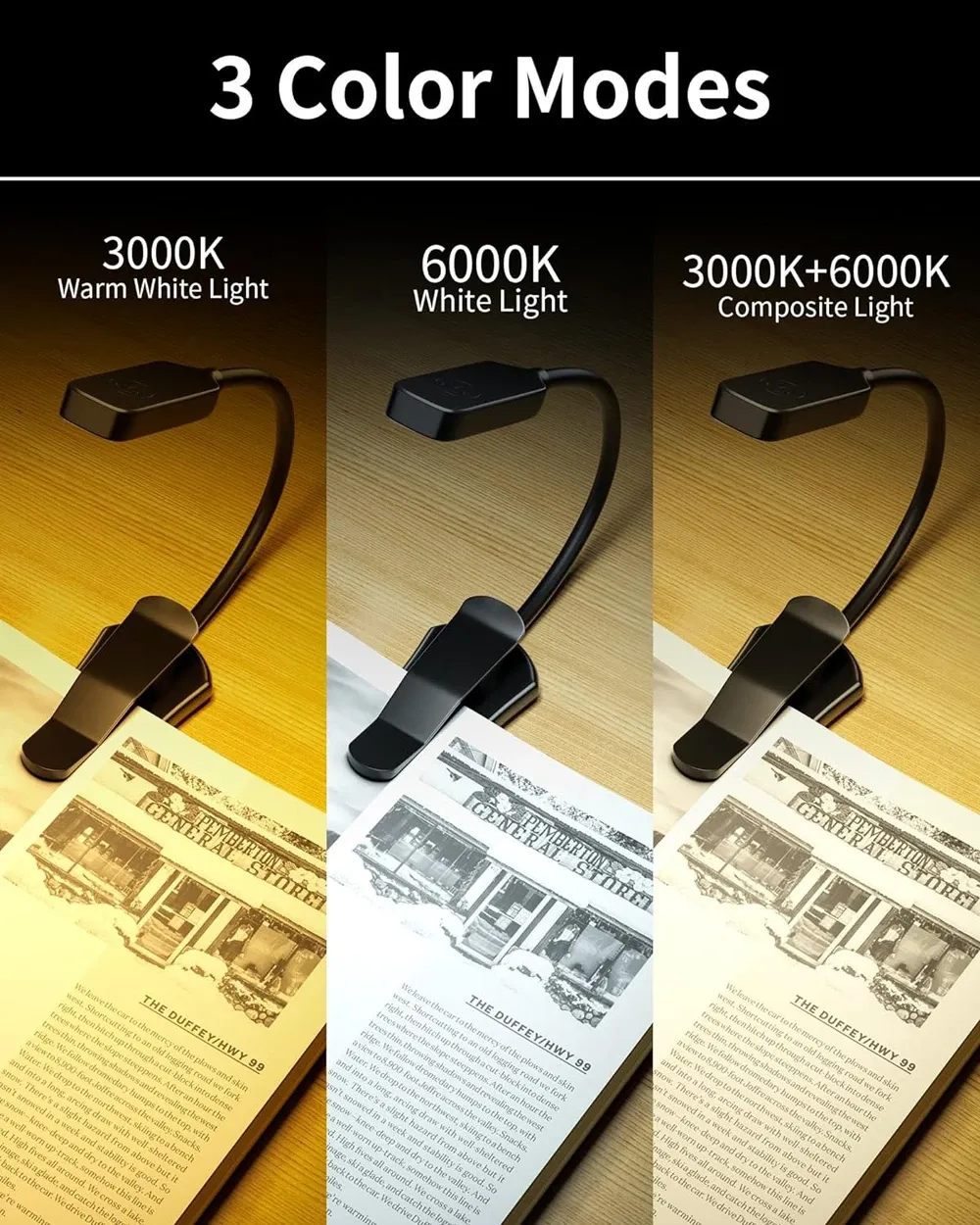 Lampe de livre éclairant une page avec une lumière douce