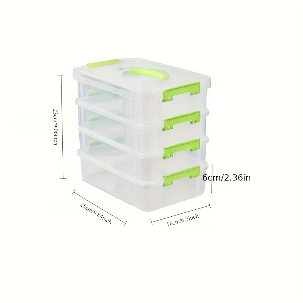 Boîte de rangement transparente à quatre niveaux vue d'ensemble