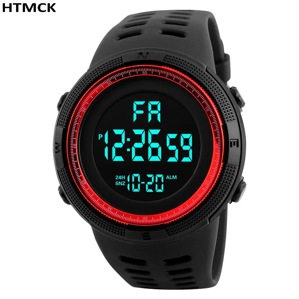 Montre de sport numérique pour homme étanche, lumineuse, avec chronomètre et alarme 2