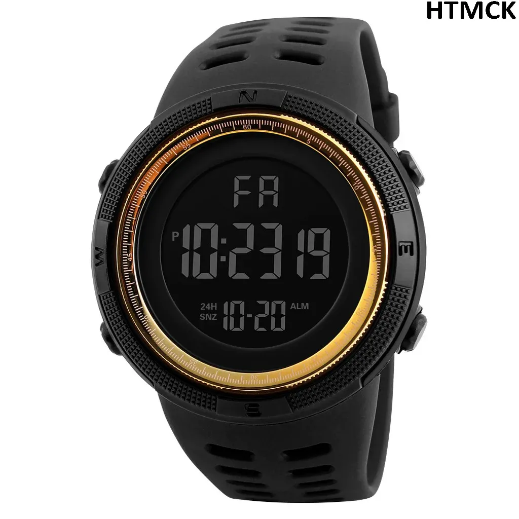 Montre de sport numérique pour homme étanche, lumineuse, avec chronomètre et alarme 3