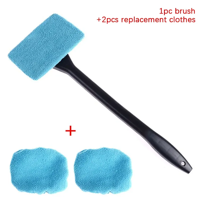 Kit de brosse de nettoyage pour vitres de voiture avec manche long, nettoyage de l'intérieur des vitres, outil de lavage, accessoires auto 7