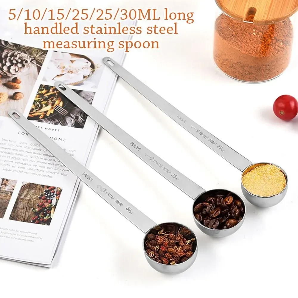 Cuillère doseuse à long manche en acier inoxydable, 5/10/15/20/25/30 ml, pour café, lait en poudre et ustensiles de cuisine 4