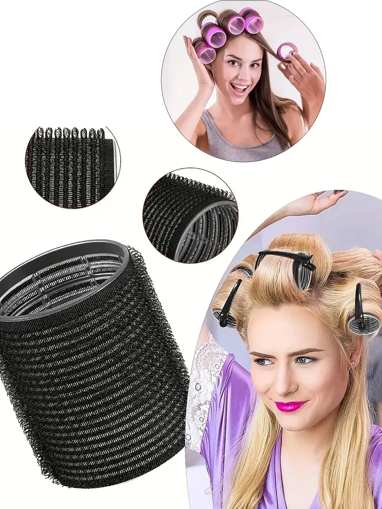 Bigoudis sans chaleur auto-agrippants, lot de 6 rouleaux pour perruques en cheveux naturels 2