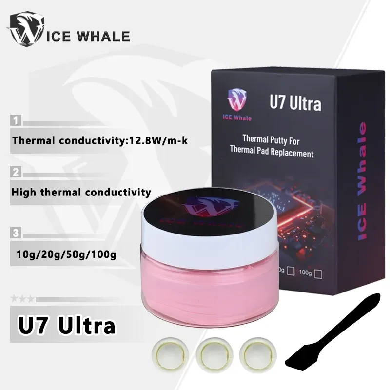 Pâte thermique ultra performante ICE Whale U7 pour processeur, carte graphique (GPU) et circuits intégrés, pad thermique à refroidissement rapide, pâte de dissipation thermique haute performance 1