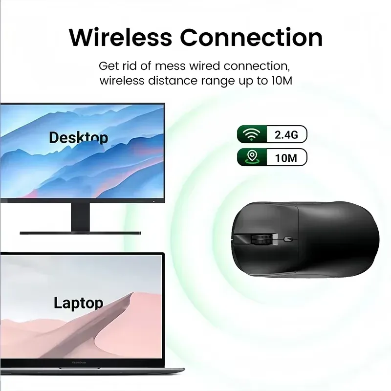 Souris de jeu ergonomique sans fil 2.4G et Bluetooth 5.4, 800/1200/1600 DPI, rechargeable, pour PC et ordinateur portable 5