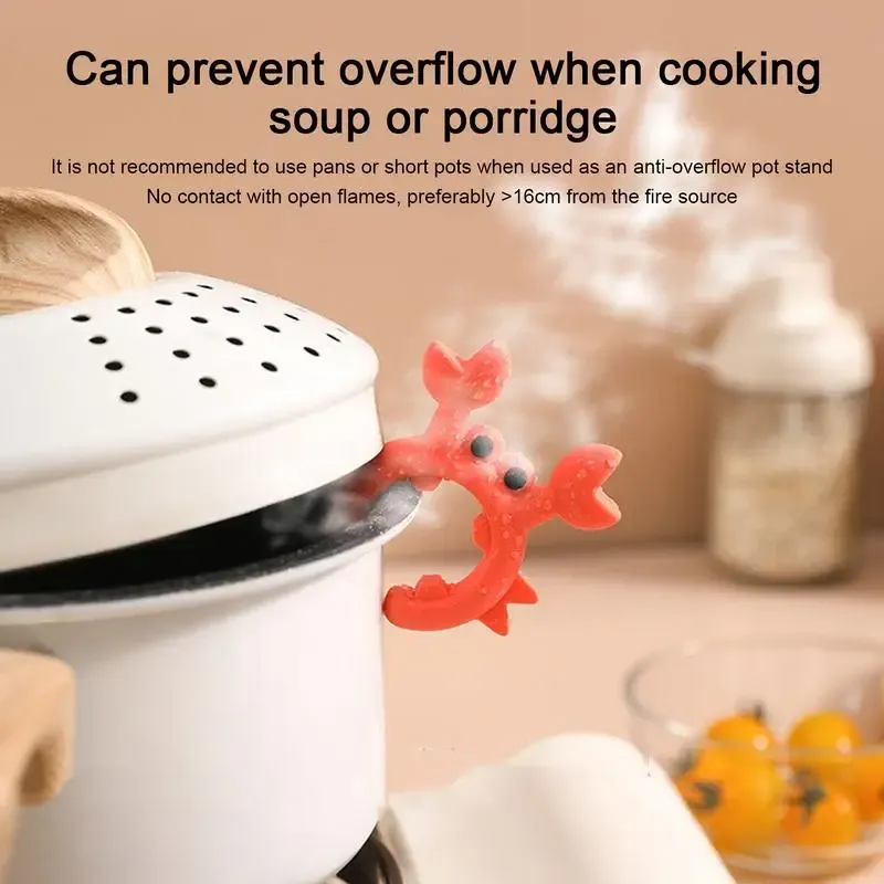 Support d'ustensile en silicone en forme de crabe anti-débordement pour cuisinière 3