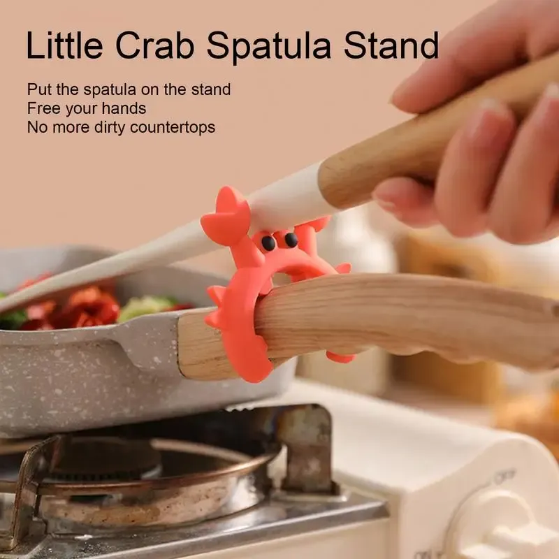 Support d'ustensile en silicone en forme de crabe anti-débordement pour cuisinière