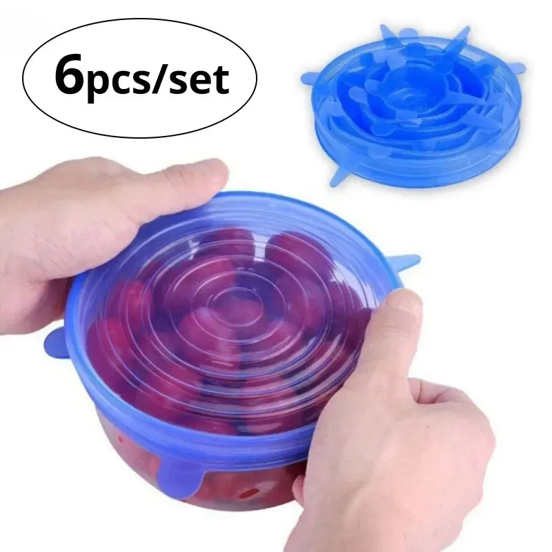 Lot de 6 bols alimentaires réutilisables en silicone avec couvercle multifonctionnel pour fruits et légumes