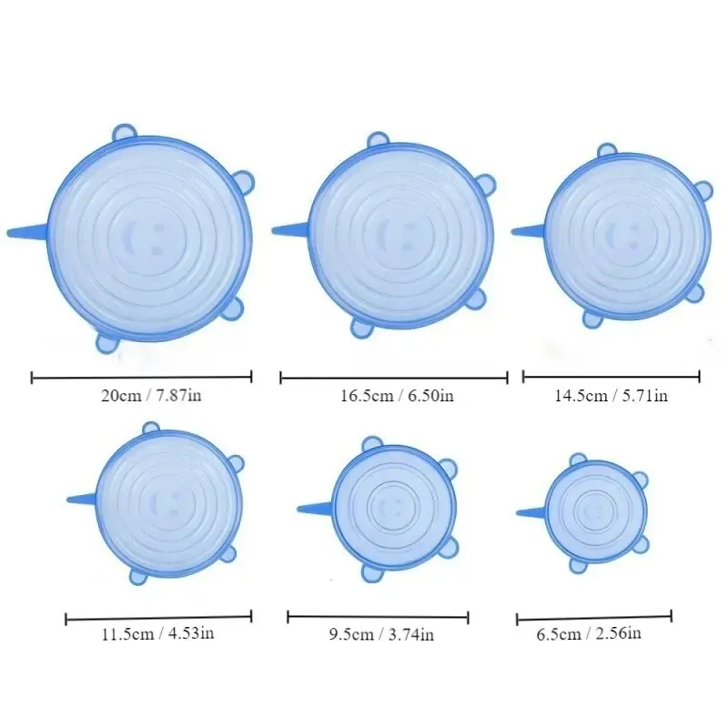 Lot de 6 bols alimentaires réutilisables en silicone avec couvercle multifonctionnel pour fruits et légumes 6