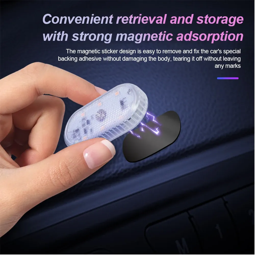 Lampe de Voiture LED Tactile Sans Fil Multicolore, Plafonnier Rechargeable USB avec Capteur 3