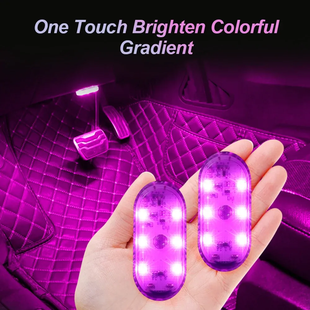 Lampe de Voiture LED Tactile Sans Fil Multicolore, Plafonnier Rechargeable USB avec Capteur