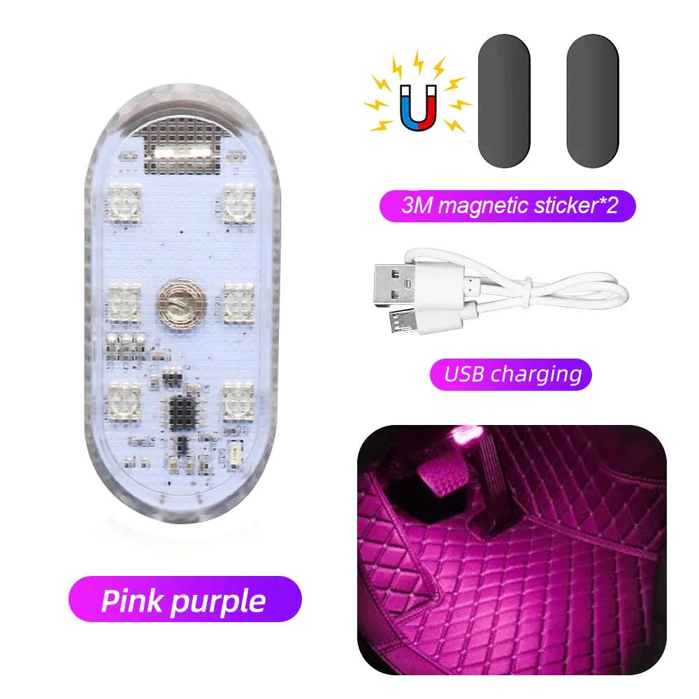 Lampe de Voiture LED Tactile Sans Fil Multicolore, Plafonnier Rechargeable USB avec Capteur 9