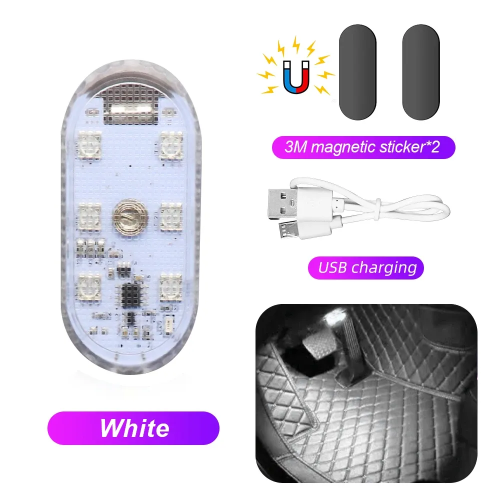 Lampe de Voiture LED Tactile Sans Fil Multicolore, Plafonnier Rechargeable USB avec Capteur 12