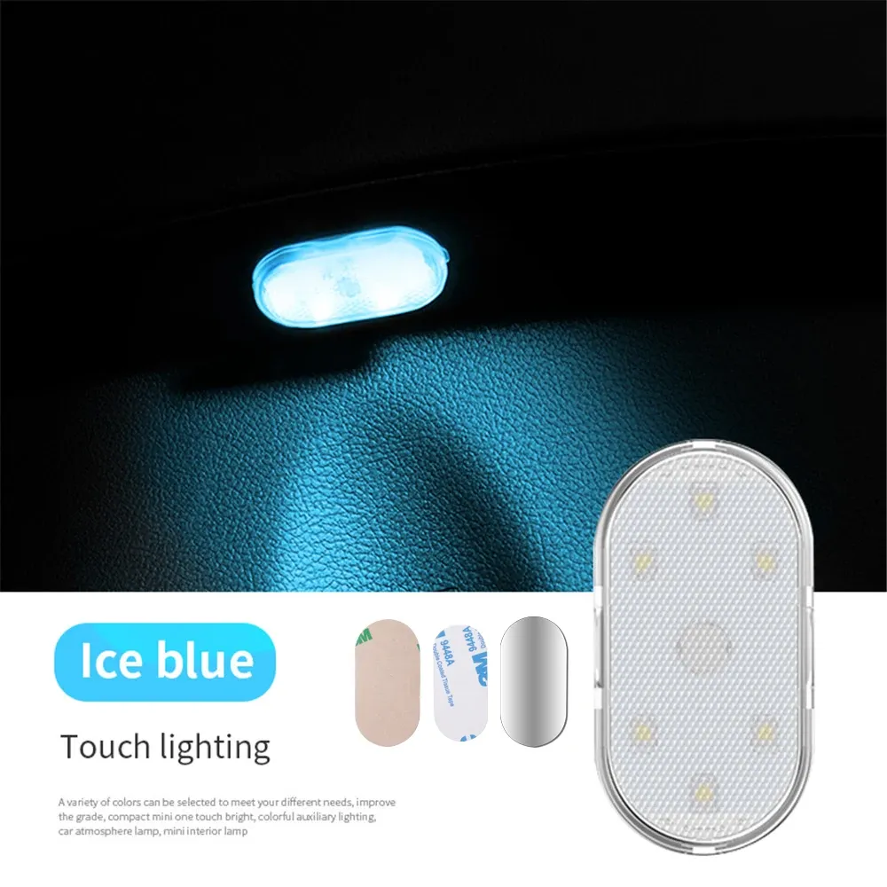 Lampe de Voiture LED Tactile Sans Fil Multicolore, Plafonnier Rechargeable USB avec Capteur 7