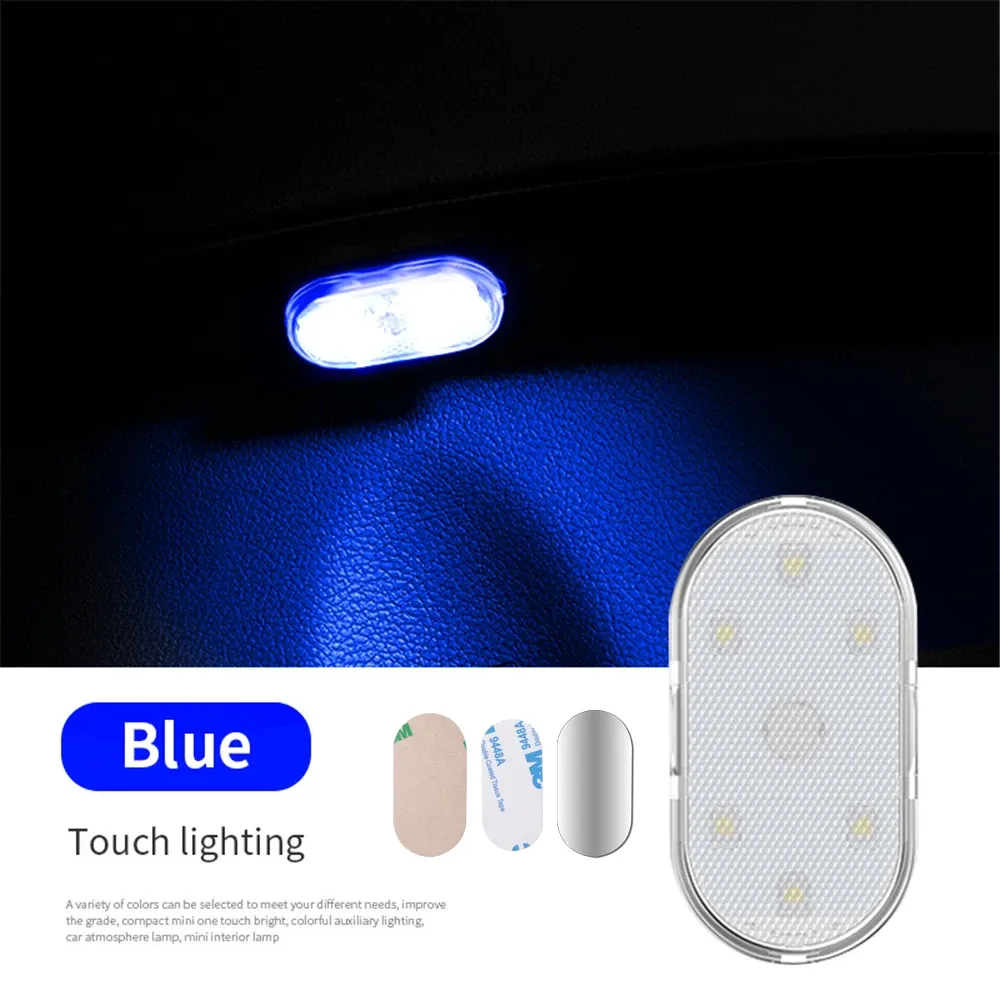 Lampe de Voiture LED Tactile Sans Fil Multicolore, Plafonnier Rechargeable USB avec Capteur 8