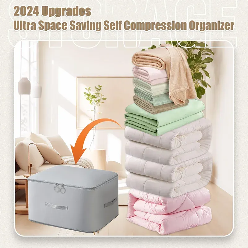 Sac de rangement sous vide ultra-compact à compression automatique pour couettes et vêtements – Optimisation de l'espace 2