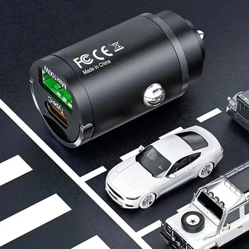 Chargeur de voiture USB-C 100 W PD, adaptateur de charge rapide pour iPhone 15, Samsung S24 et Xiaomi, compatible Charge rapide 3.0 6
