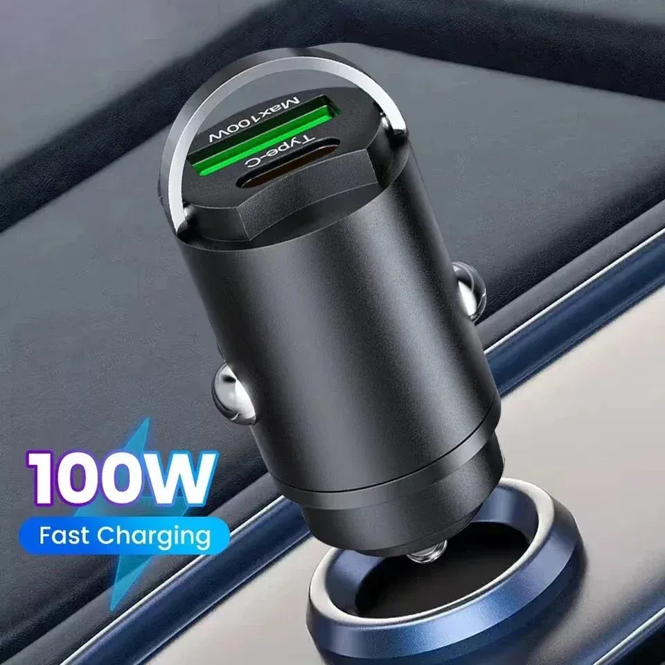 Chargeur de voiture USB 100 W Type-C, détail des ports