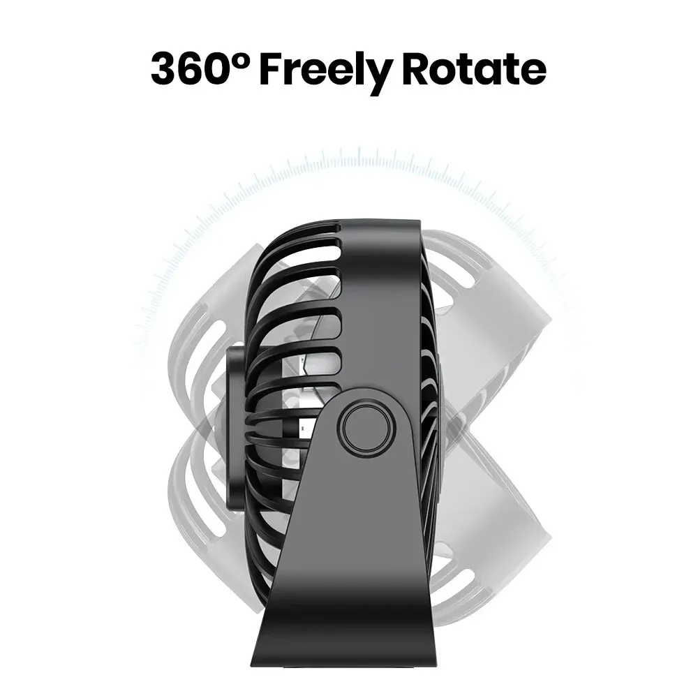 Mini ventilateur USB portable TOPK 4 pouces pour le camping, ventilateur de bureau silencieux à 3 vitesses, orientable à 360° 4