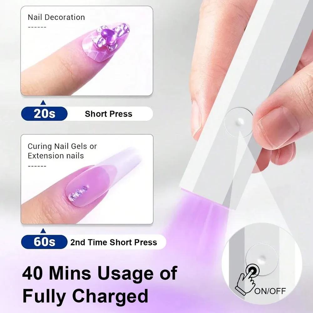 Lampe UV portable pour ongles en gel, mini manucure LED rechargeable avec support de bureau, LINMANDA 2