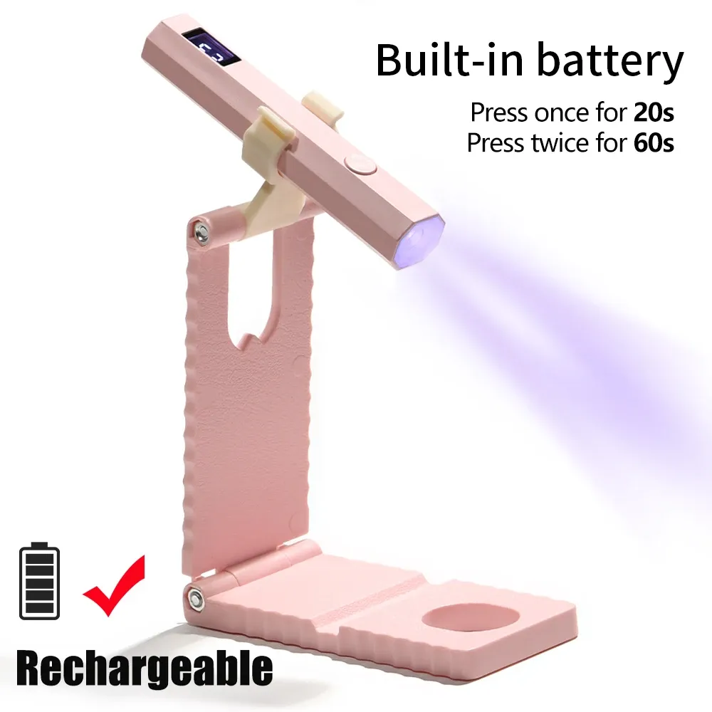 Lampe UV portable pour ongles en gel, mini manucure LED rechargeable avec support de bureau, LINMANDA 10