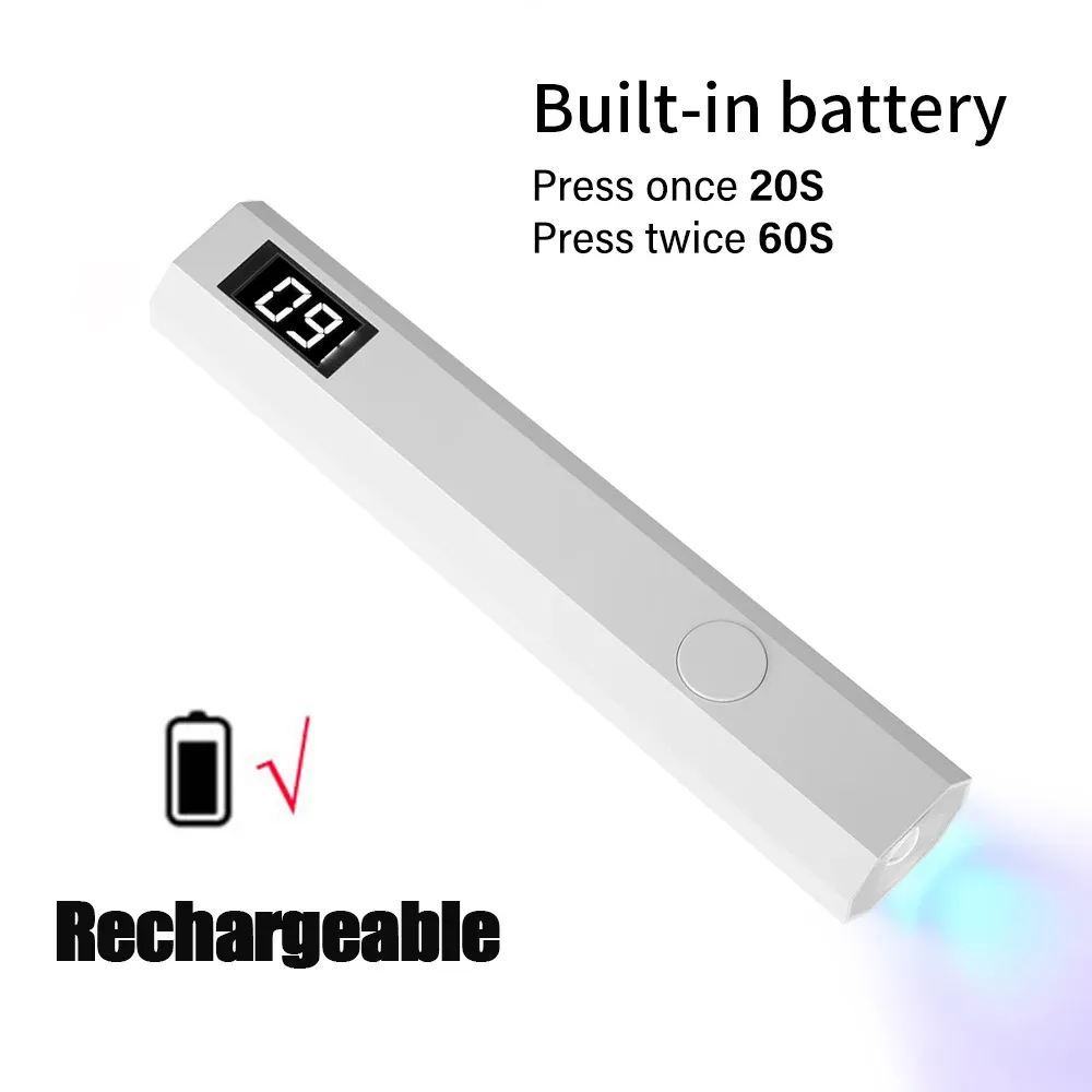 Lampe UV portable pour ongles en gel, mini manucure LED rechargeable avec support de bureau, LINMANDA 12
