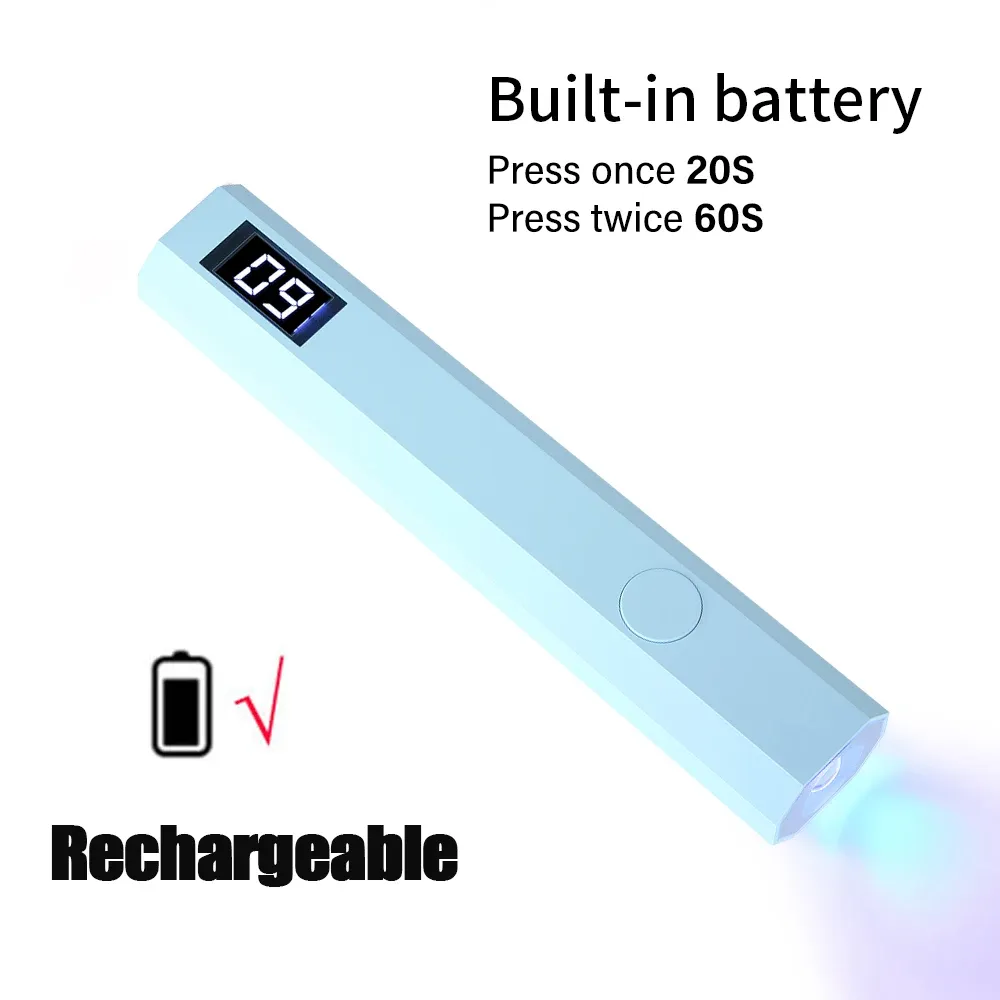 Lampe UV portable pour ongles en gel, mini manucure LED rechargeable avec support de bureau, LINMANDA 8