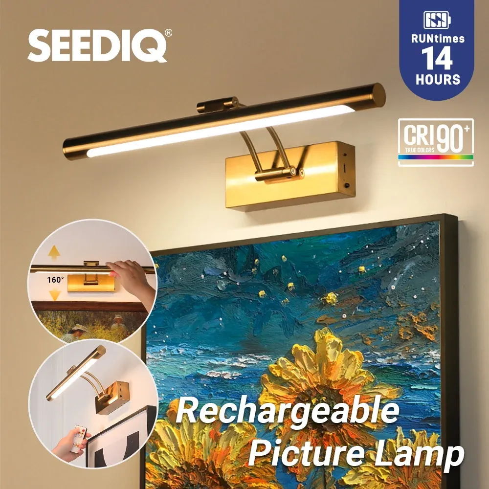 Applique murale LED rechargeable sans fil 40 cm, batterie 4400 mAh, avec télécommande, pour intérieur