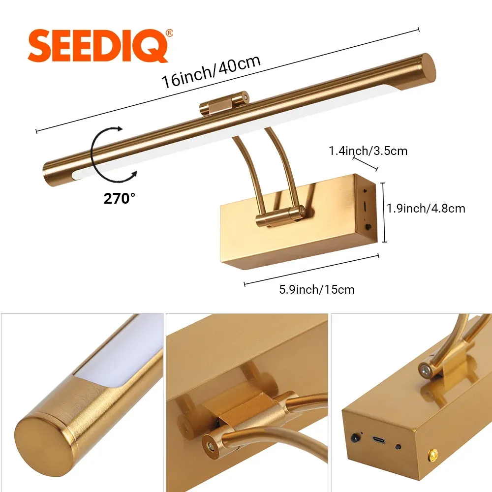 Applique murale LED rechargeable sans fil 40 cm, batterie 4400 mAh, avec télécommande, pour intérieur 5