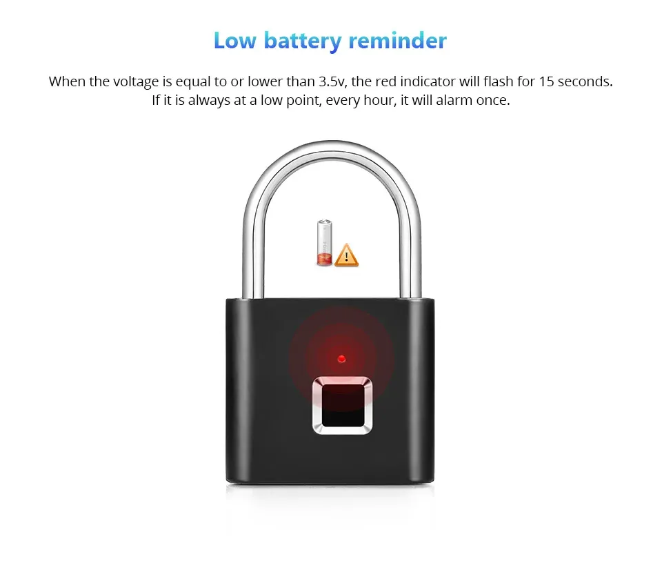 KERUI – Cadenas intelligent à empreinte digitale, étanche, serrure de porte sans clé, à recharge USB-C, cadenas de sécurité rechargeable pour la maison 3