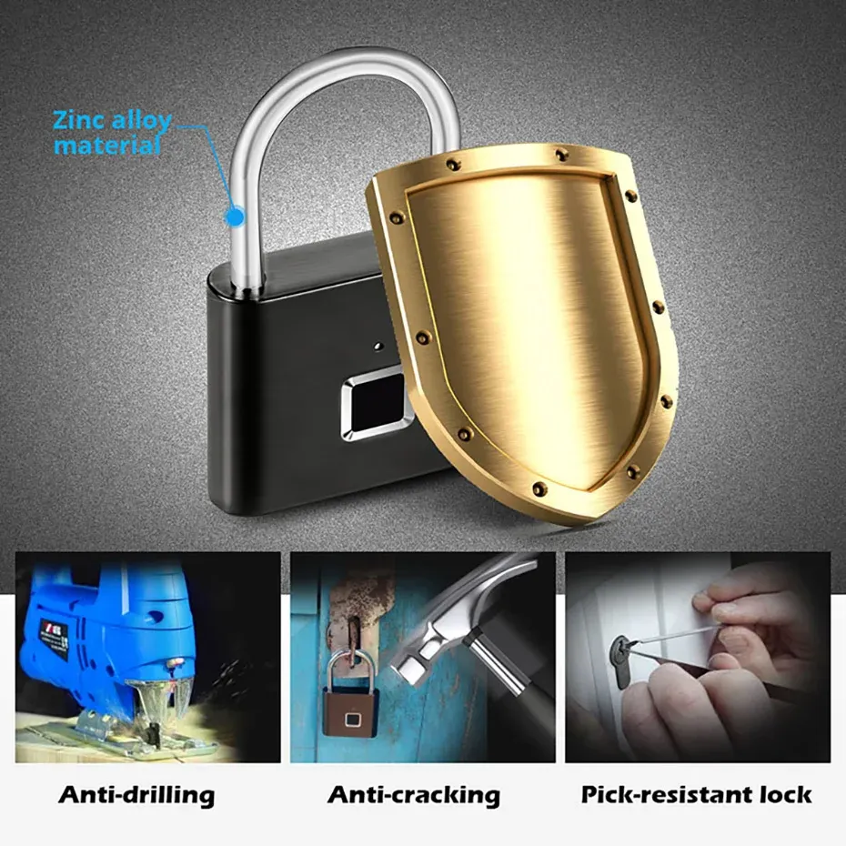 Cadenas à empreinte digitale pour casier, finition soignée