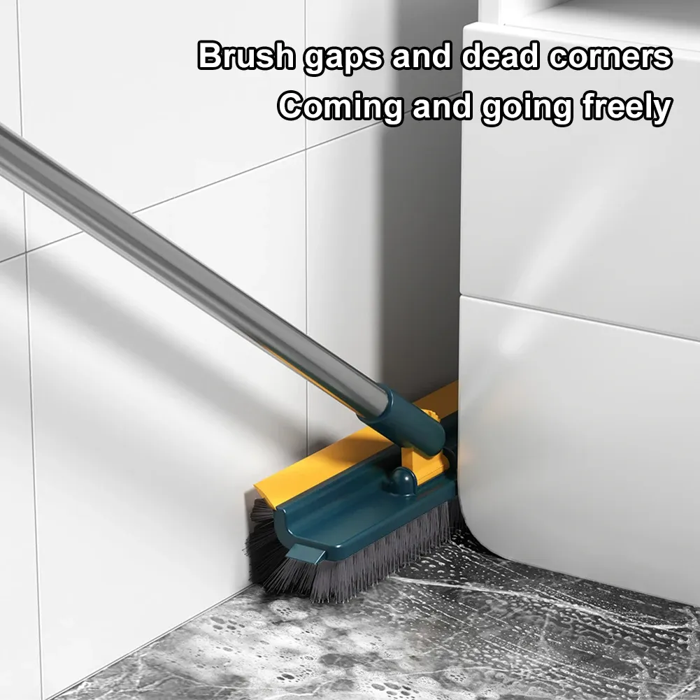 Brosse à récurer 3 en 1 pour sols, rotative à 180°, manche long, poils renforcés, brosse à coulis, brosse à carreaux pour douche 5