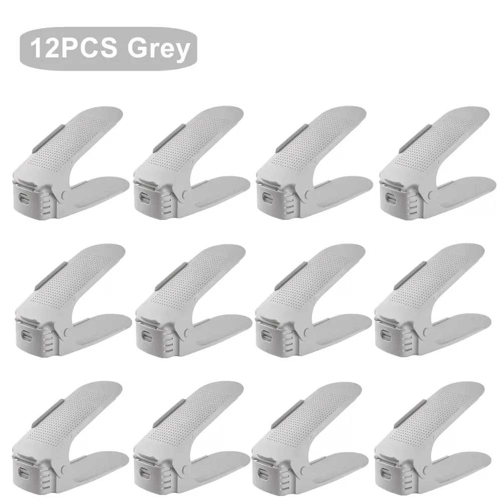 Organisateur de chaussures réglable 12 paires, support de rangement compact pour placard, étagère à chaussures pour armoire 9