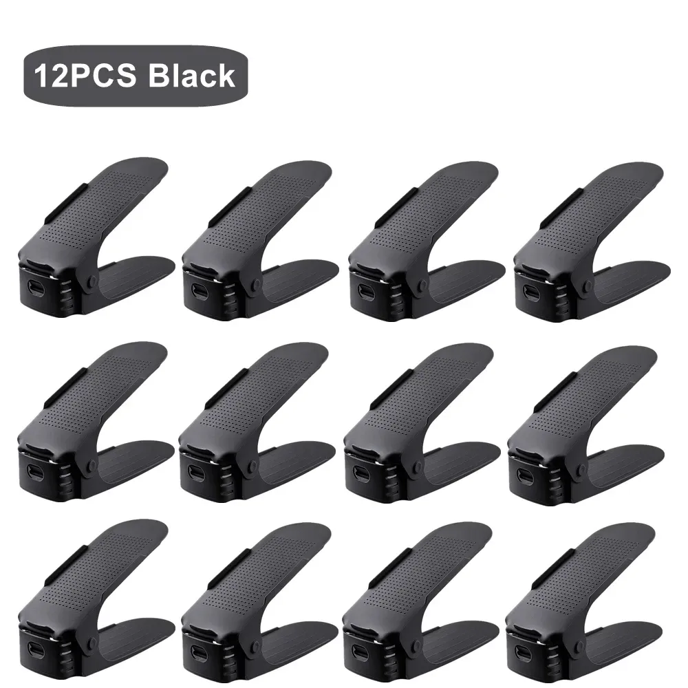 Organisateur de chaussures réglable 12 paires, support de rangement compact pour placard, étagère à chaussures pour armoire 7