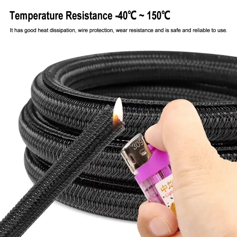 Gaine de câble tressée en PET, 3/8 m, Ø 3 à 32 mm, auto-fermante et isolante 3