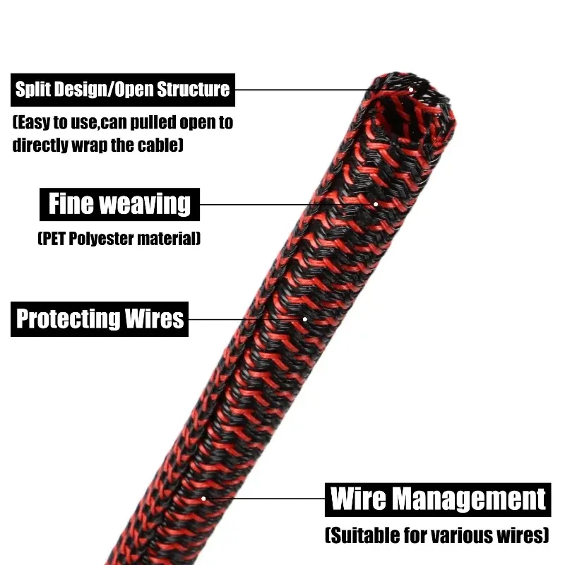 Gaine de câble tressée en PET, 3/8 m, Ø 3 à 32 mm, auto-fermante et isolante 2