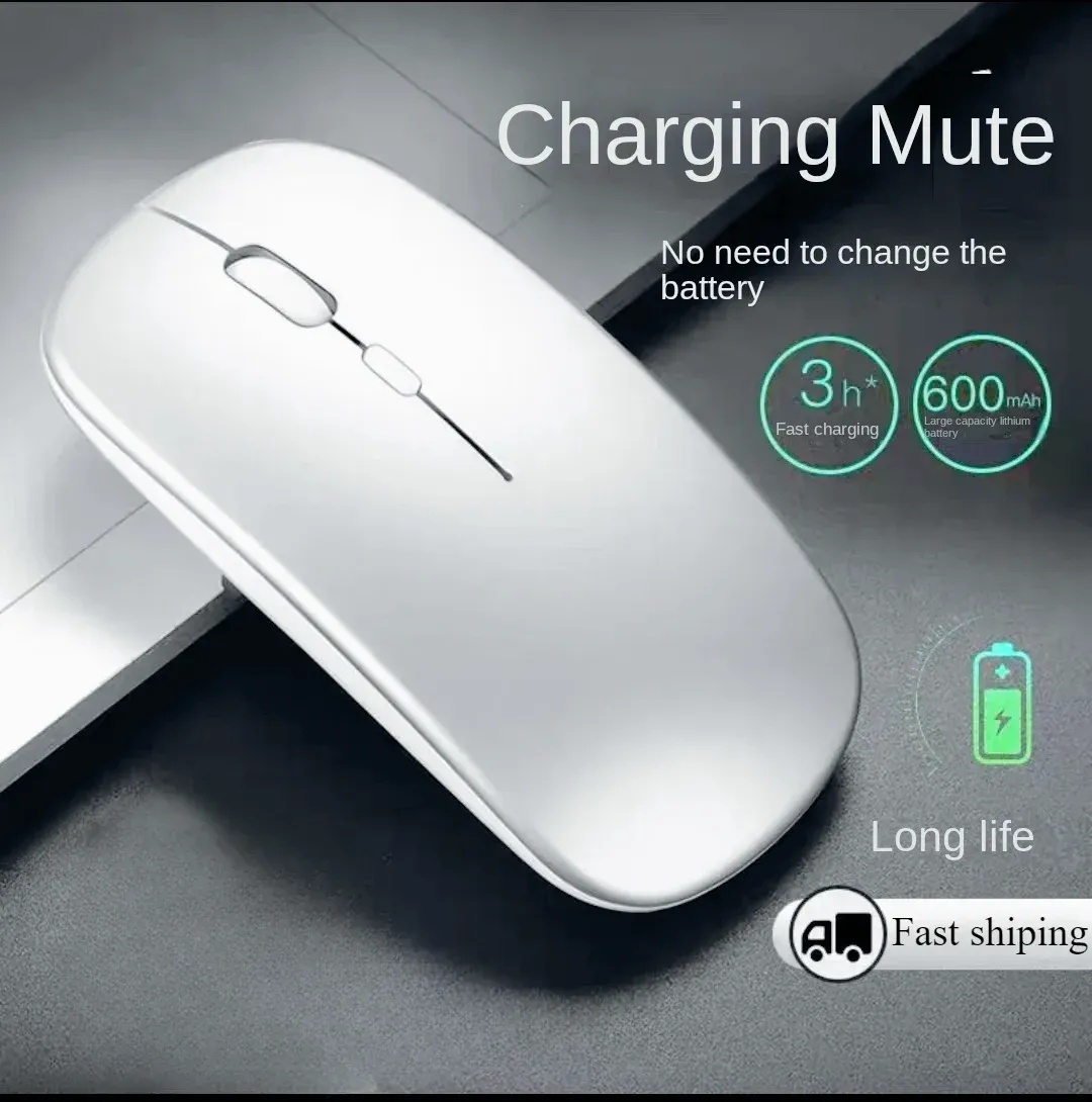 Souris sans fil rechargeable Bluetooth, silencieuse et ergonomique pour ordinateur portable et Xiaomi Pad