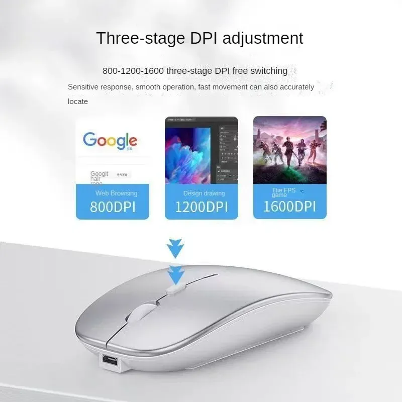 Souris sans fil rechargeable Bluetooth, silencieuse et ergonomique pour ordinateur portable et Xiaomi Pad 3