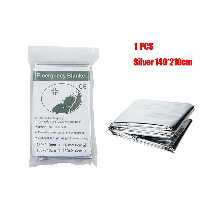 Poncho thermique d'urgence léger, pliable et imperméable, coupe-vent et pare-soleil, réutilisable, idéal pour le camping 8
