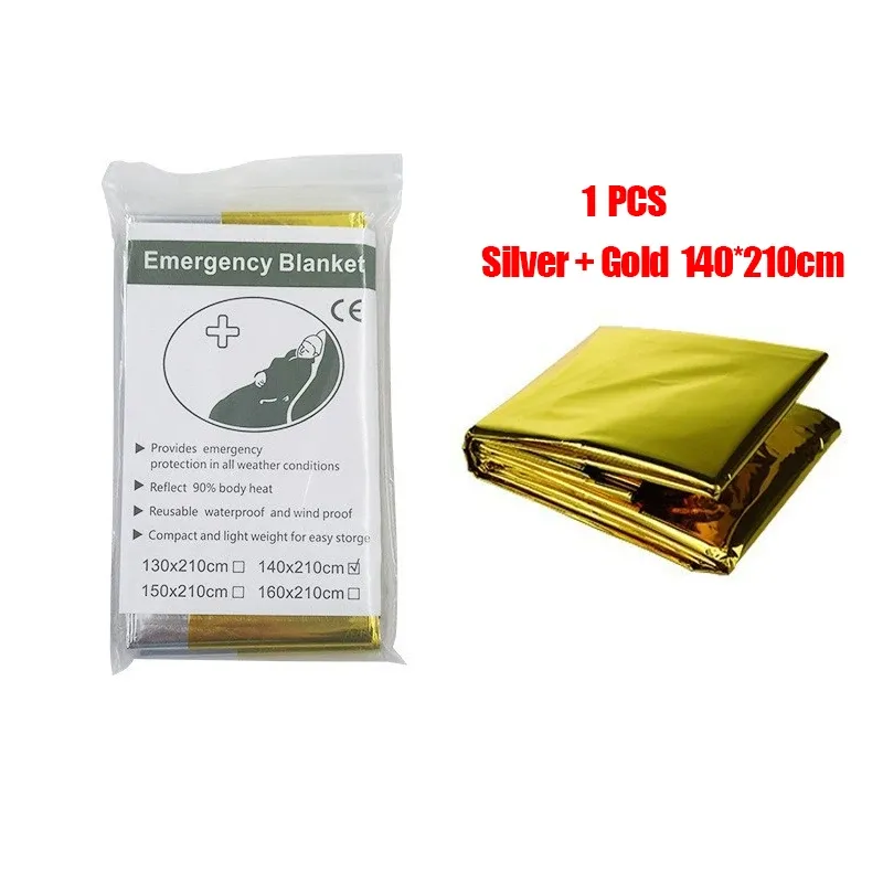 Poncho thermique d'urgence léger, pliable et imperméable, coupe-vent et pare-soleil, réutilisable, idéal pour le camping 11