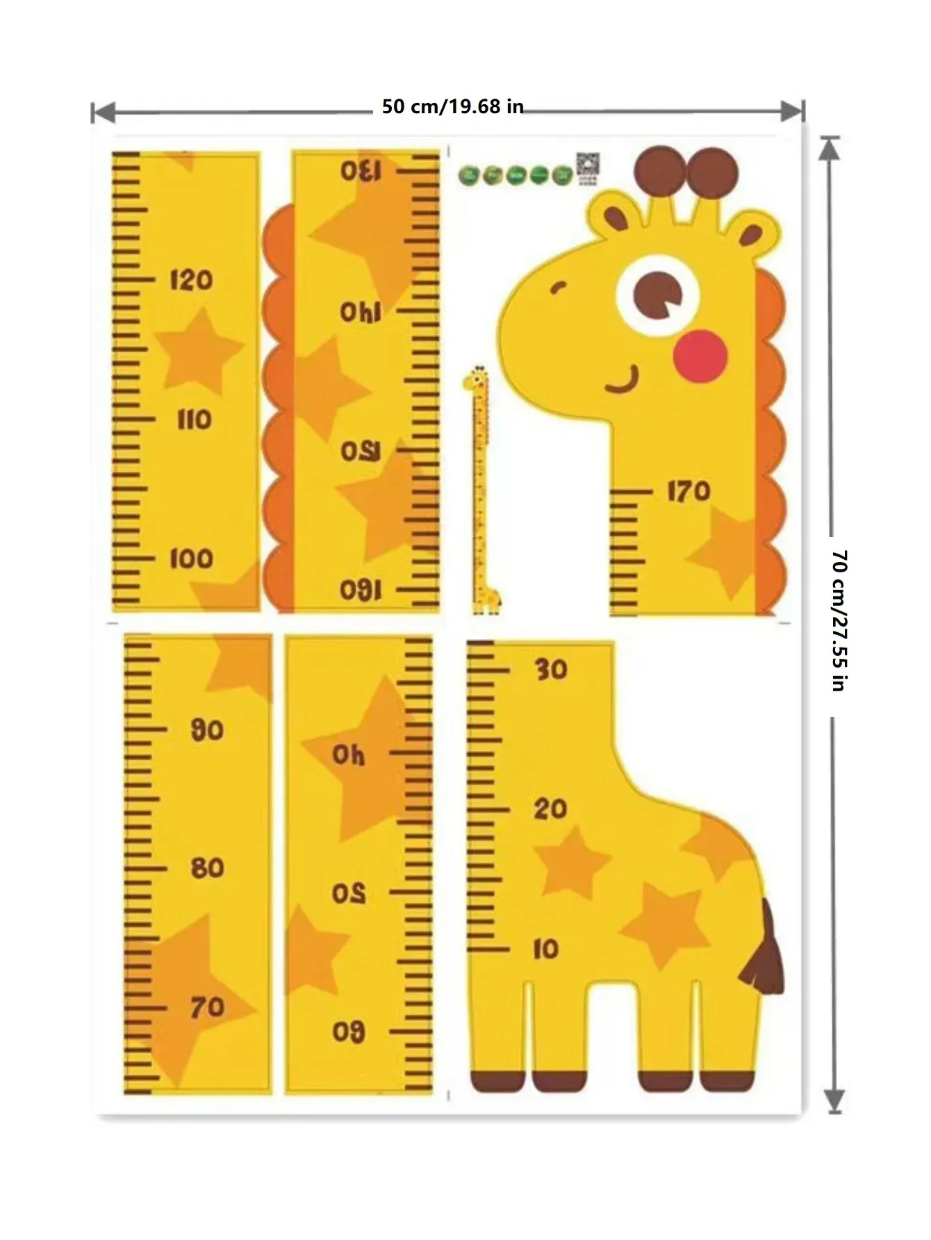 Toise murale autocollante pour enfants, motifs licorne, dinosaure et girafe 6