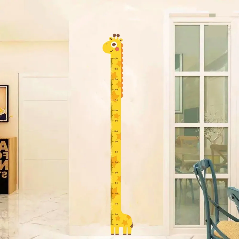 Toise murale autocollante pour enfants, motifs licorne, dinosaure et girafe 7