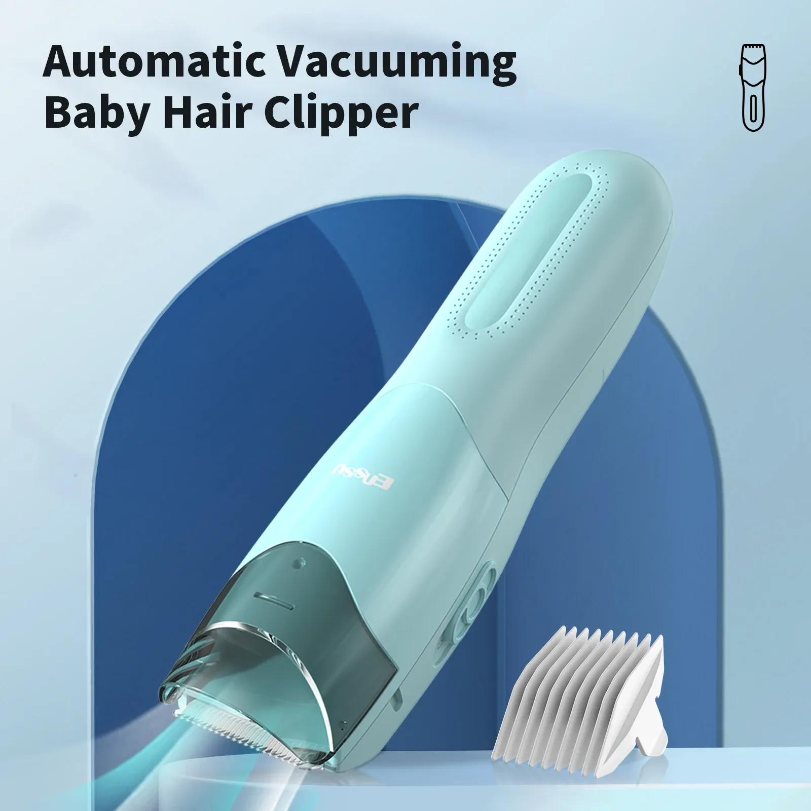 Tondeuse à cheveux sans fil rechargeable avec aspiration pour enfants et hommes, lame en céramique sécurisée, étanche 2