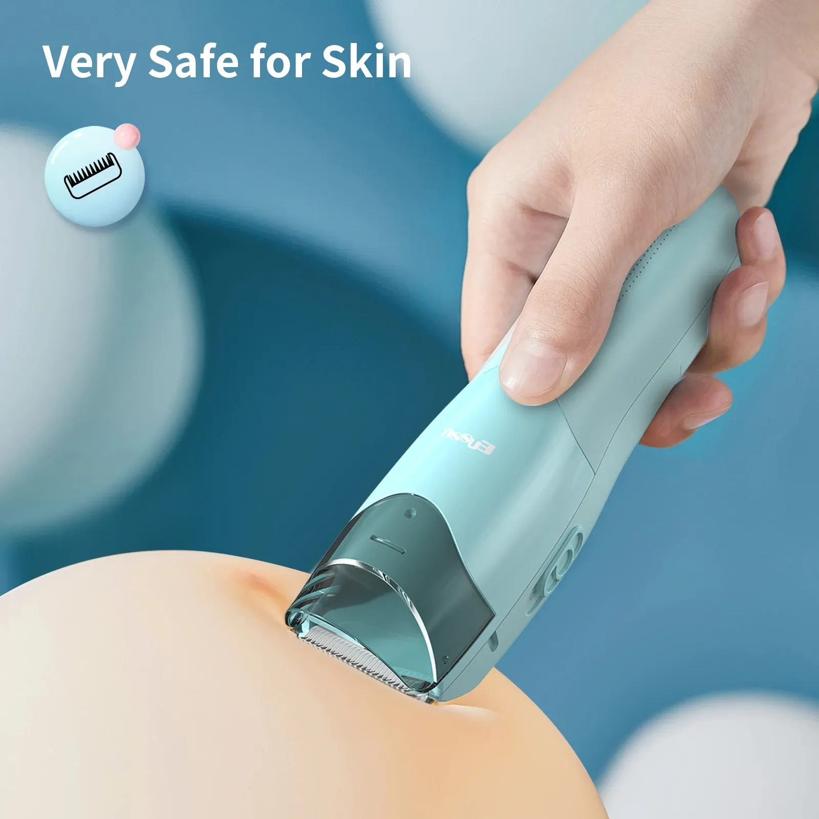 Tondeuse à cheveux sans fil rechargeable avec aspiration pour enfants et hommes, lame en céramique sécurisée, étanche 4