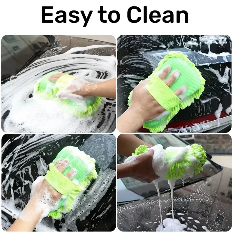 Éponge de lavage pour voiture en microfibre, gant de nettoyage pour soin automobile, brosse de détailing, serviette de lavage, gants automobiles, accessoires de style 6