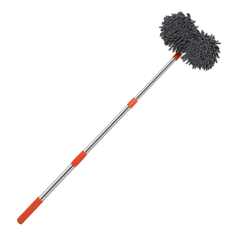 Vadrouille de lavage de voiture à double tête rotative et manche télescopique à trois sections 6