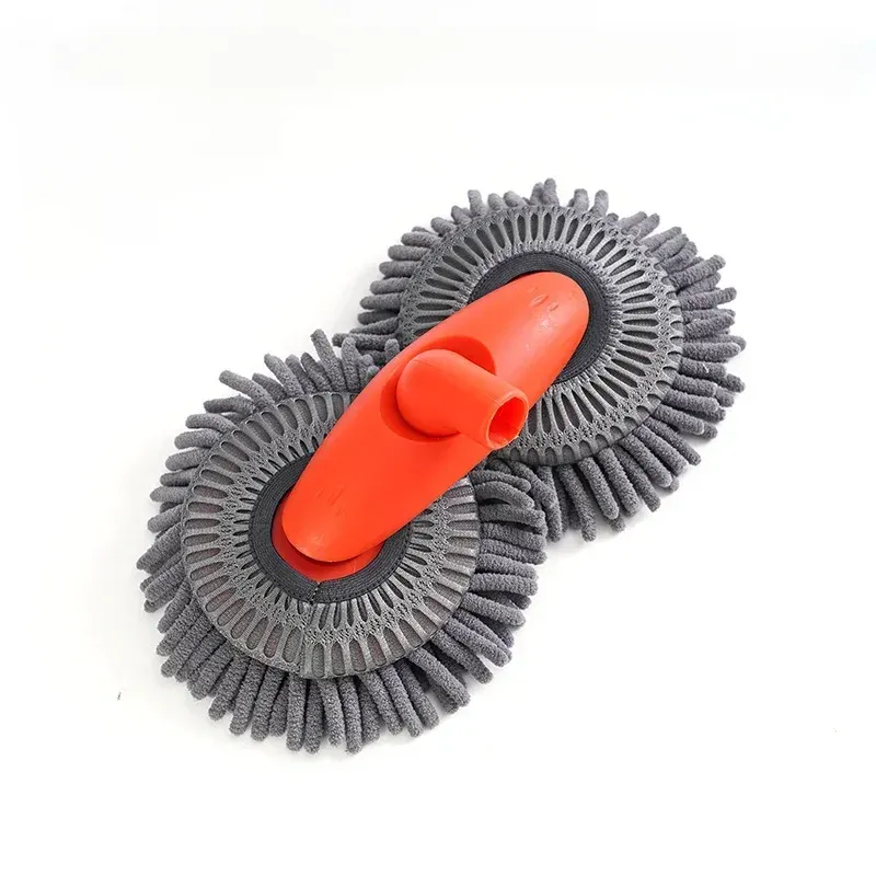 Vadrouille de lavage de voiture à double tête rotative et manche télescopique à trois sections 7
