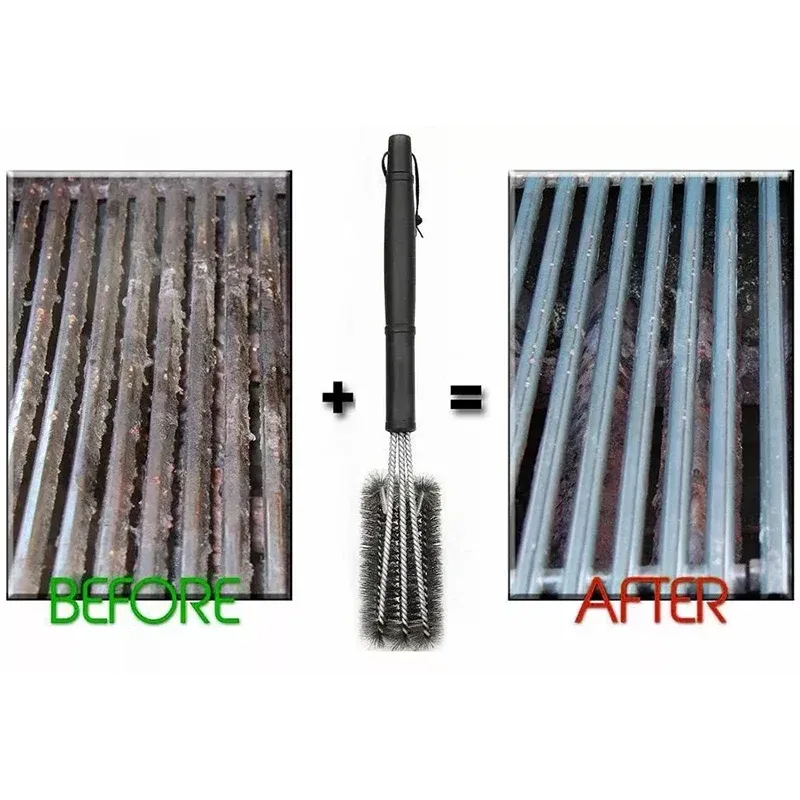 Brosse de nettoyage pour gril 3 en 1 en acier inoxydable, accessoire pour barbecue 4