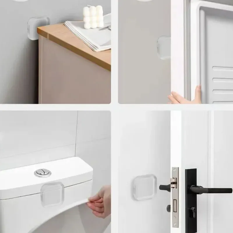 Butoirs de porte en silicone souple, antidérapants, auto-adhésifs, silencieux, transparents, lot de 6 6