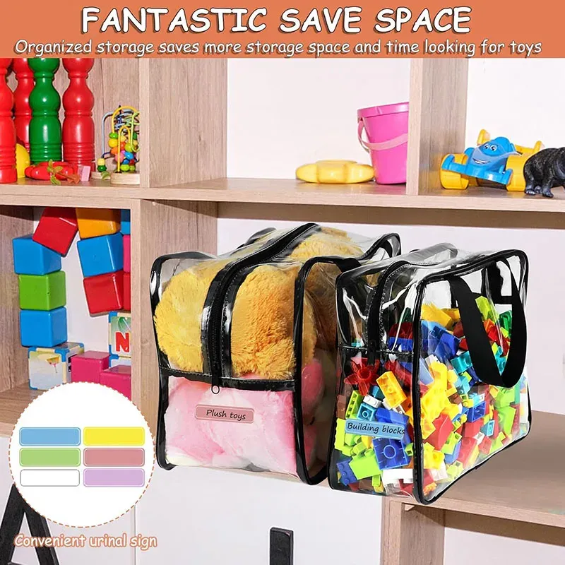 Sac de rangement étanche à fermeture éclair en PVC transparent pour jouets, puzzles et accessoires de plage, organisateur de toilette cosmétique 3